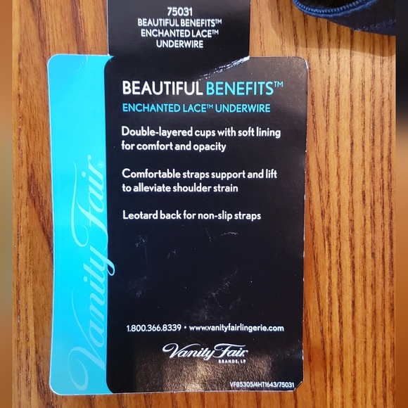 Vanity Fair black full figure underwire bra, size 40DD - NEW - Picture 6 of 8